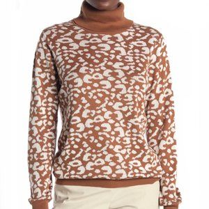 Camel Color 14th & Union Cheetah Print Turtleneck